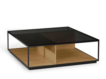 RITA - Low wood and glass coffee table with integrated magazine rack by Kendo Mobiliario - view 2